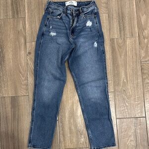 Hollister Blue Ankle Cropped Jeans with Distressed Details